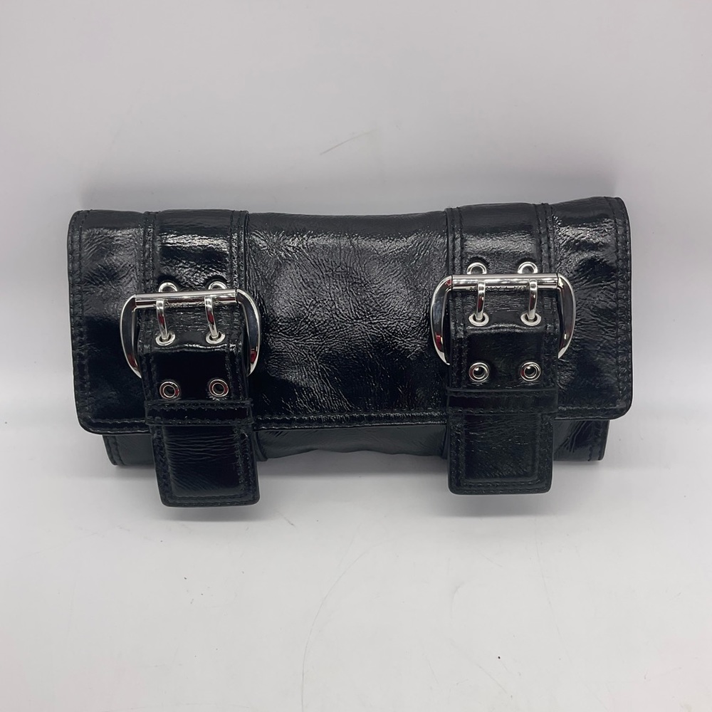 Rare Michael Kors Leather Double Buckle Clutch